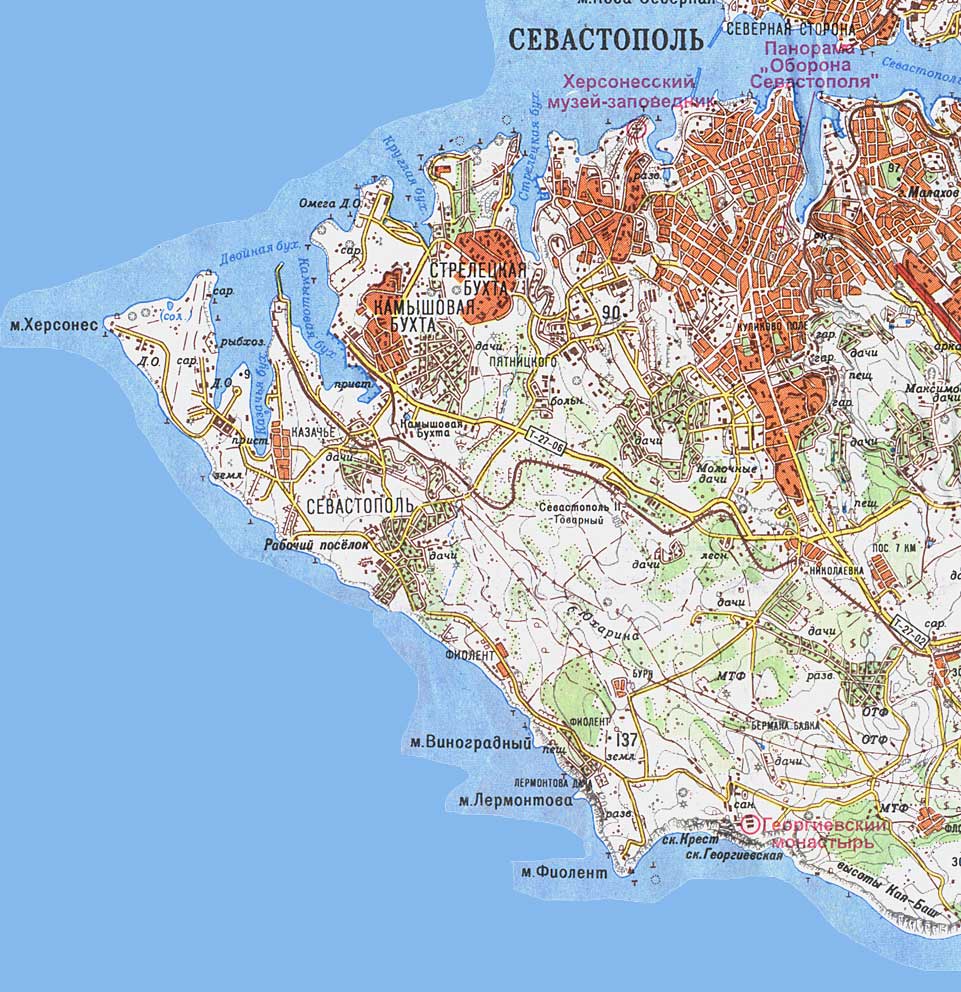 Топографическая карта. Севастополь и окрестности.