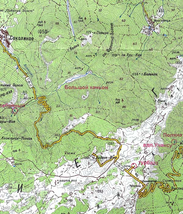 Топографическая карта Ай-Петри-Большой каньон.150kb