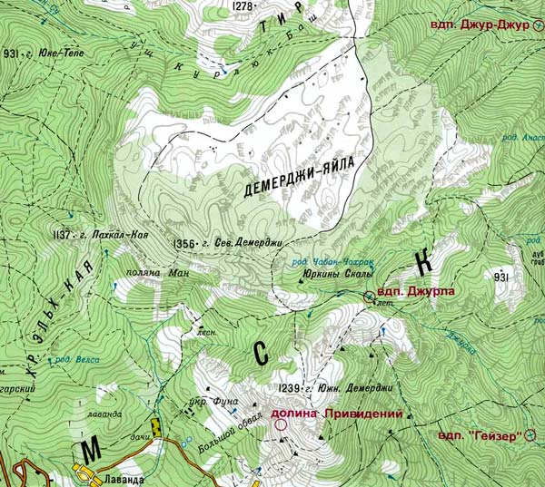 Топографическая карта Демерджи.93kb