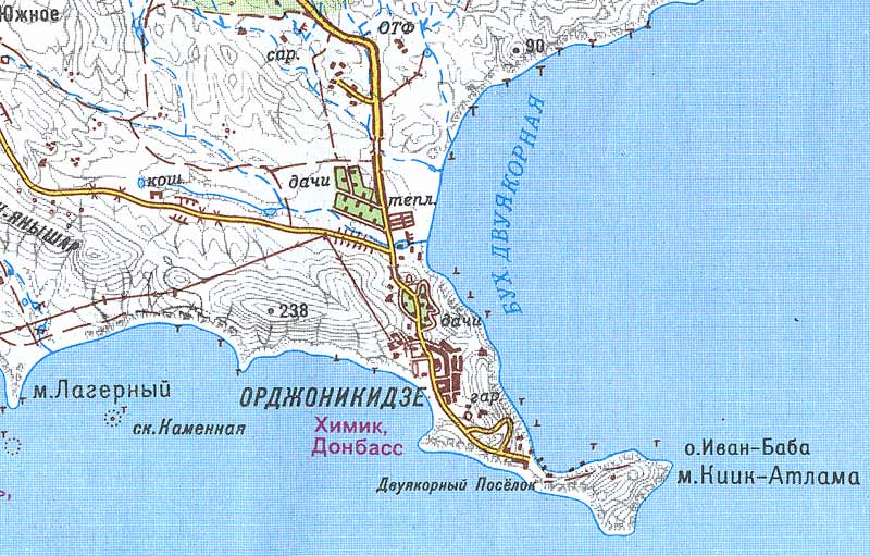 Топографическая карта окрестностей Орджоникидзе.98kb