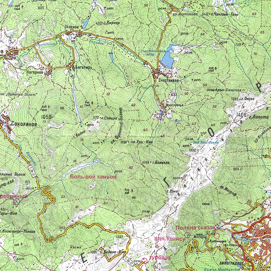 Топографическая карта окрестностей Ялты.265kb